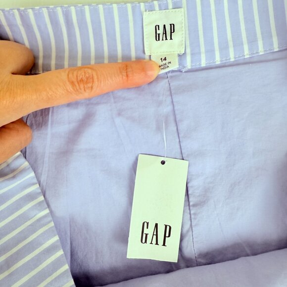 NWT GAP Blue & White Stripe Tiered Midi Cotton Skirt Lined with Pockets 14 - Picture 5 of 14